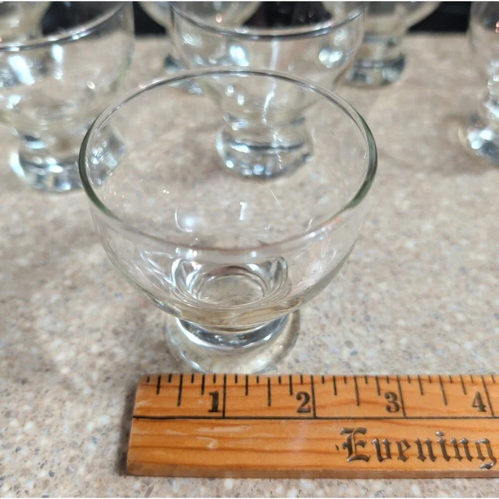 Vintage Clear Glass Cordial Liqueur Shot Glasses Heavy Footed Base Set of 8